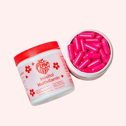 Peach Perfect Inositol Multivitamin Capsules – Myo-Inositol & D-Chiro 40:1 Blend, Omega-3, Vitamin D3, Magnesium, Zinc – Supports Women’s Health, Mood, Energy, Supplement – 30 SVG